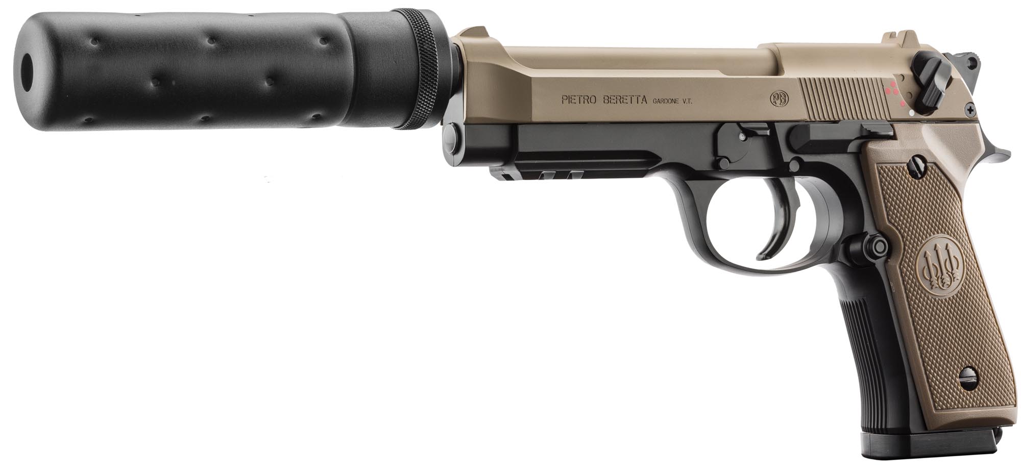 R Plique Beretta M A Tactical Noir Tan Avec Silencieux Comet Airsoft