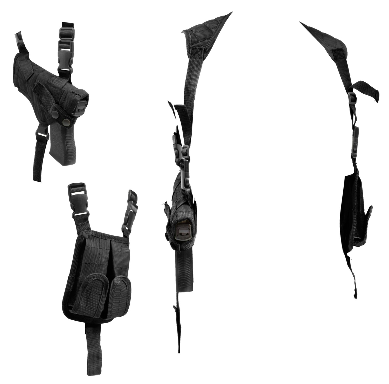 Étui D'épaule Vertical Neuf Pour Pistolet Hi-Point JXP10 10mm - Pochette Double Chargeur - Nylon Noir Réglable