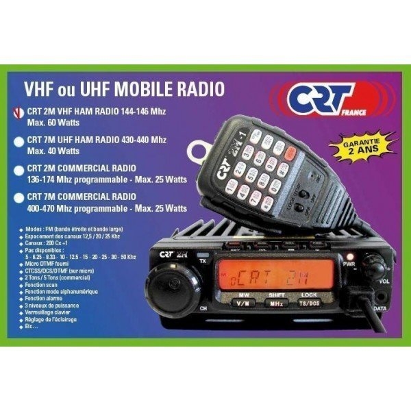 Poste embarqué pour véhicule - Emetteur VHF CRT 2 M Poste embarqué pour véhicule - Emetteur VHF CRT 2 M