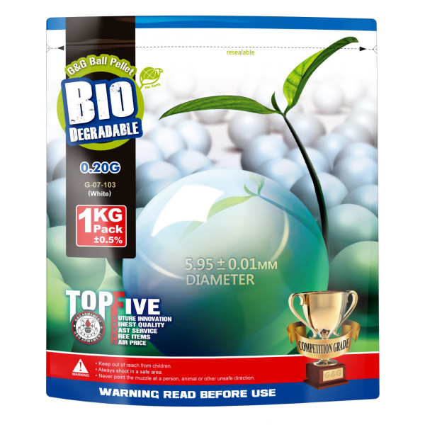 Billes G&G 6 mm 0,20 gr biodégradables