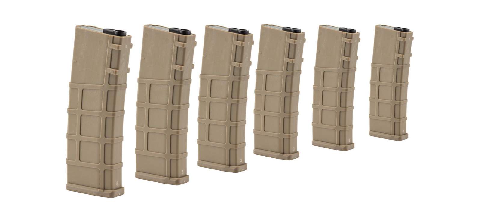 Airsoft Magazine Real Cap 30 rds for M4 AEG Polymer Tan Pack of 6 pcs