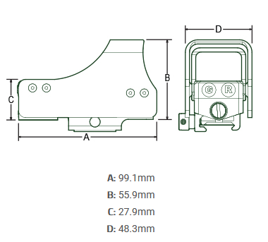 Visée holographique 3.9 inch cercle Rouge & Vert - UTG Visée holographique 3.9 inch cercle Rouge & Vert - UTG