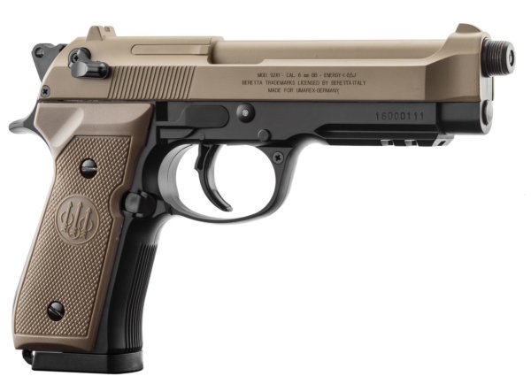 Réplique Beretta M92 A1 Tactical noir/tan avec silencieux