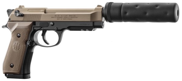 Réplique Beretta M92 A1 Tactical noir/tan avec silencieux